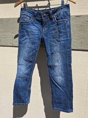 Miss Me Women's JP5434P Capri Jeans (dark wash), size 28. Western Bling Capri